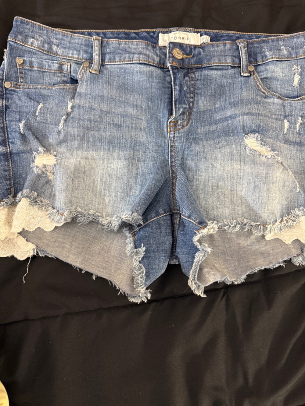 torrid Light Blue Distressed Denim Jean Shorts
